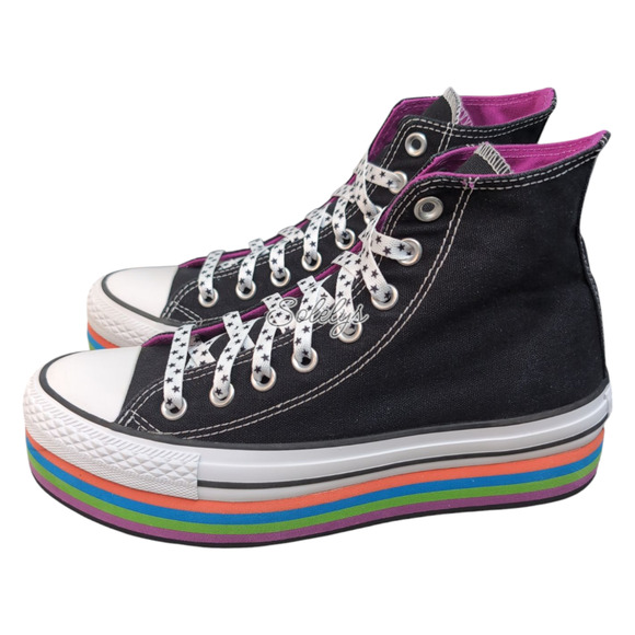 Converse 2013 CT Platform EVA High Top Striped Rainbow Sole Sneaker Womens 8.5 - Picture 3 of 10